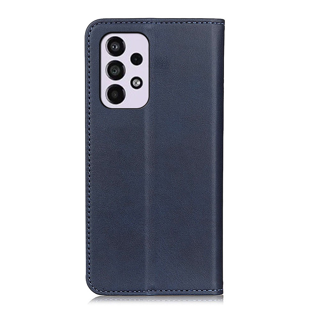 Split Leather Stand Wallet Case Auto Magnetic Closed Flip Folio Cover Phone Guard for Samsung Galaxy A33 5G - Blue-3