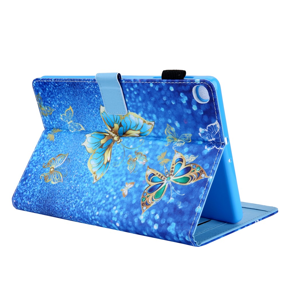 Pattern Printing Full Protection Stand Card Slots Leather Protective Tablet Case Shell for Samsung Galaxy Tab A8 10.5 2021 SM-X200/X205 - Gold Butterfly-6
