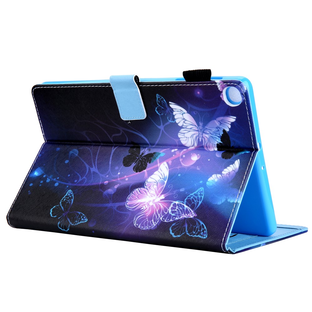 Cross Texture Pattern Printing PU Leather Stand Tablet Case Cover with Card Holder for Samsung Galaxy Tab A8 10.5 2021 SM-X200/X205 - Purple Butterfly-6