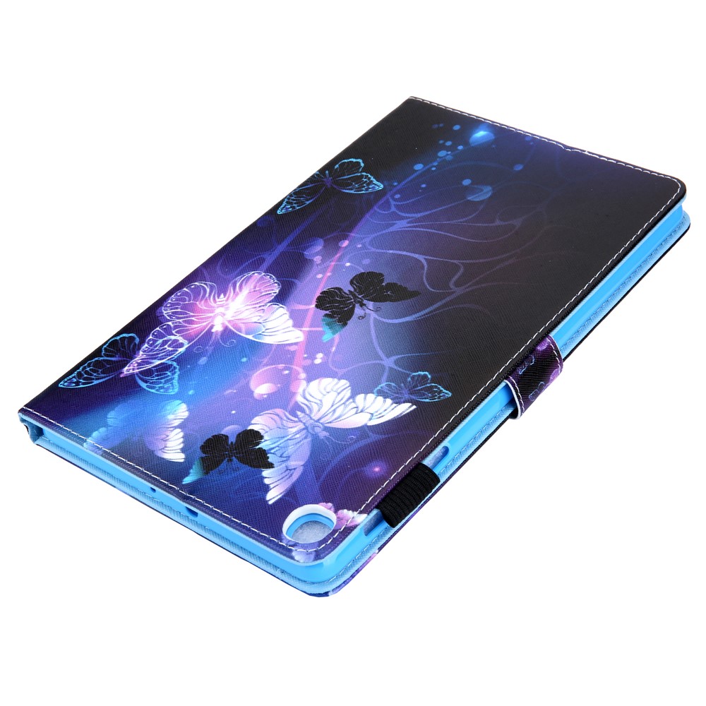 Cross Texture Pattern Printing PU Leather Stand Tablet Case Cover with Card Holder for Samsung Galaxy Tab A8 10.5 2021 SM-X200/X205 - Purple Butterfly-8