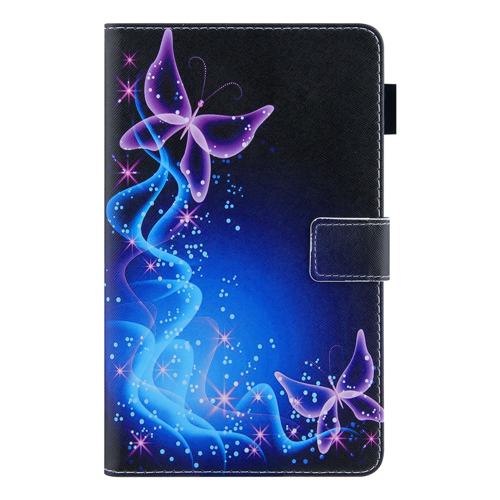 Pattern Printing Cross Texture Card Slots PU Leather Tablet Case Stand Cover for Samsung Galaxy Tab A8 10.5 2021 SM-X200/X205 - Purple Butterflies-2