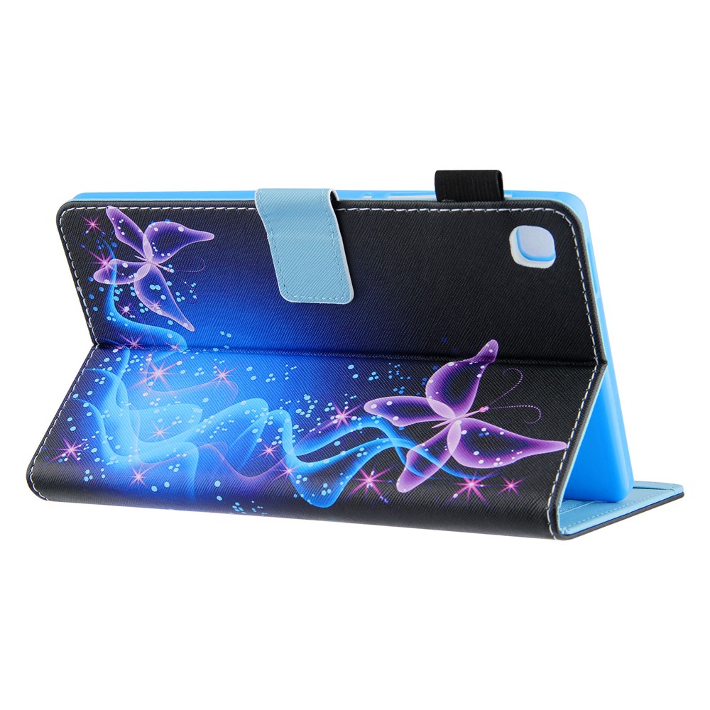Pattern Printing Cross Texture Card Slots PU Leather Tablet Case Stand Cover for Samsung Galaxy Tab A8 10.5 2021 SM-X200/X205 - Purple Butterflies-5