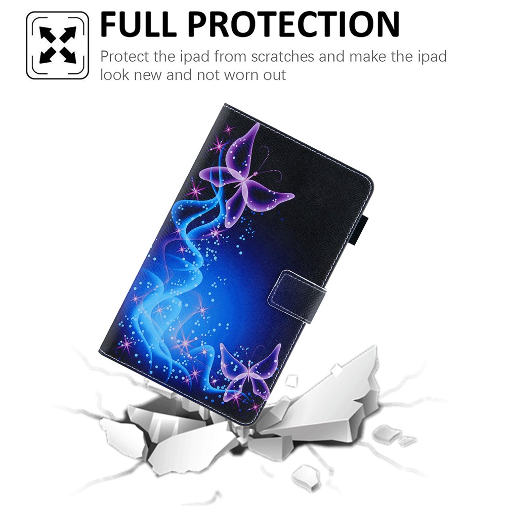 Pattern Printing Cross Texture Card Slots PU Leather Tablet Case Stand Cover for Samsung Galaxy Tab A8 10.5 2021 SM-X200/X205 - Purple Butterflies-7