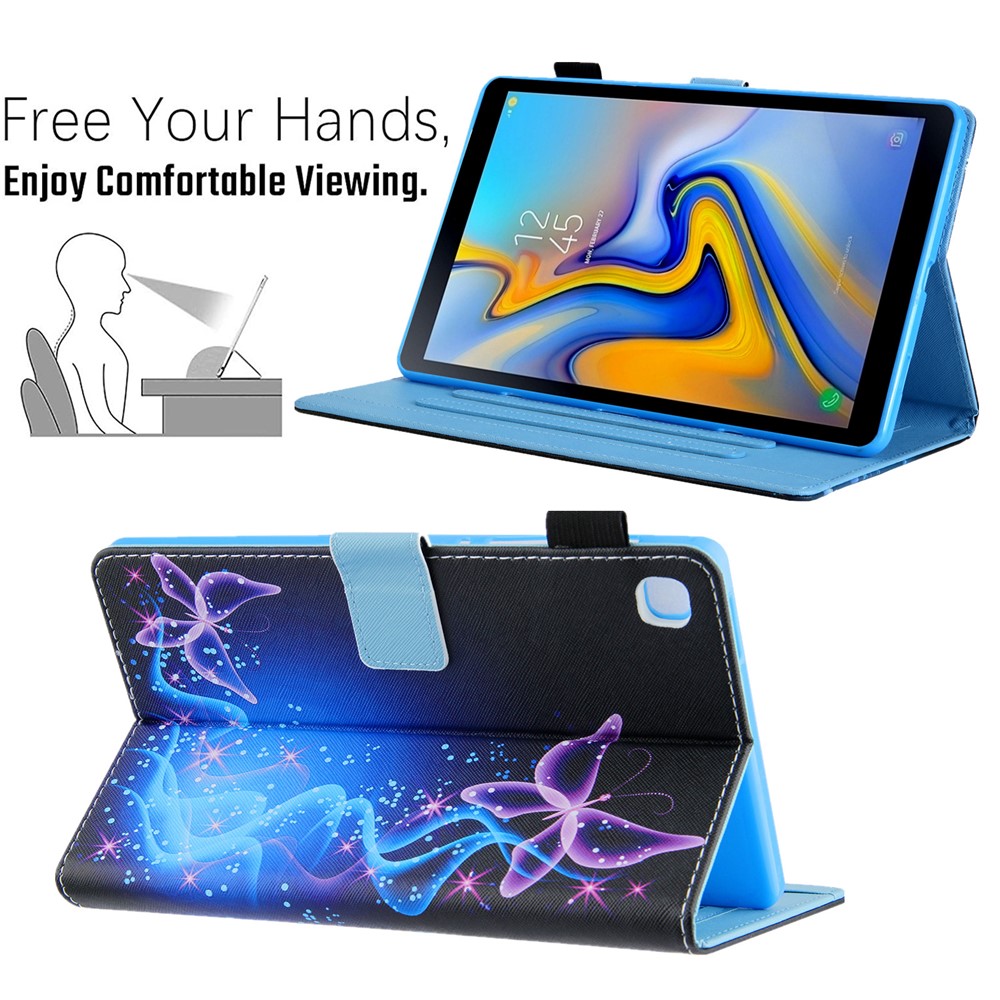 Pattern Printing Cross Texture Card Slots PU Leather Tablet Case Stand Cover for Samsung Galaxy Tab A8 10.5 2021 SM-X200/X205 - Purple Butterflies-8