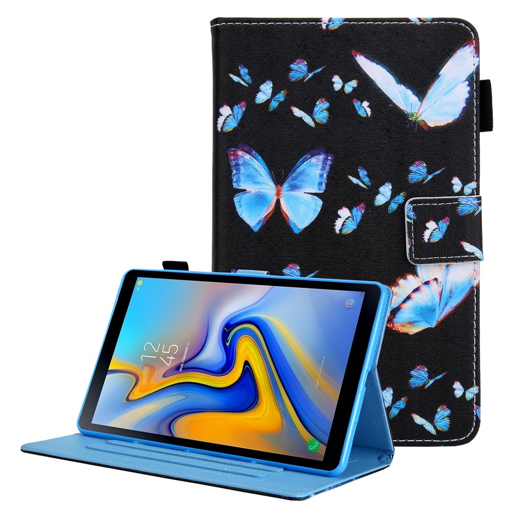 Pattern Printing PU Leather + TPU Protective Tablet Case Shell with Stand and Card Holder for Samsung Galaxy Tab A8 10.5 2021 SM-X200/X205 - Blue Butterflies-1
