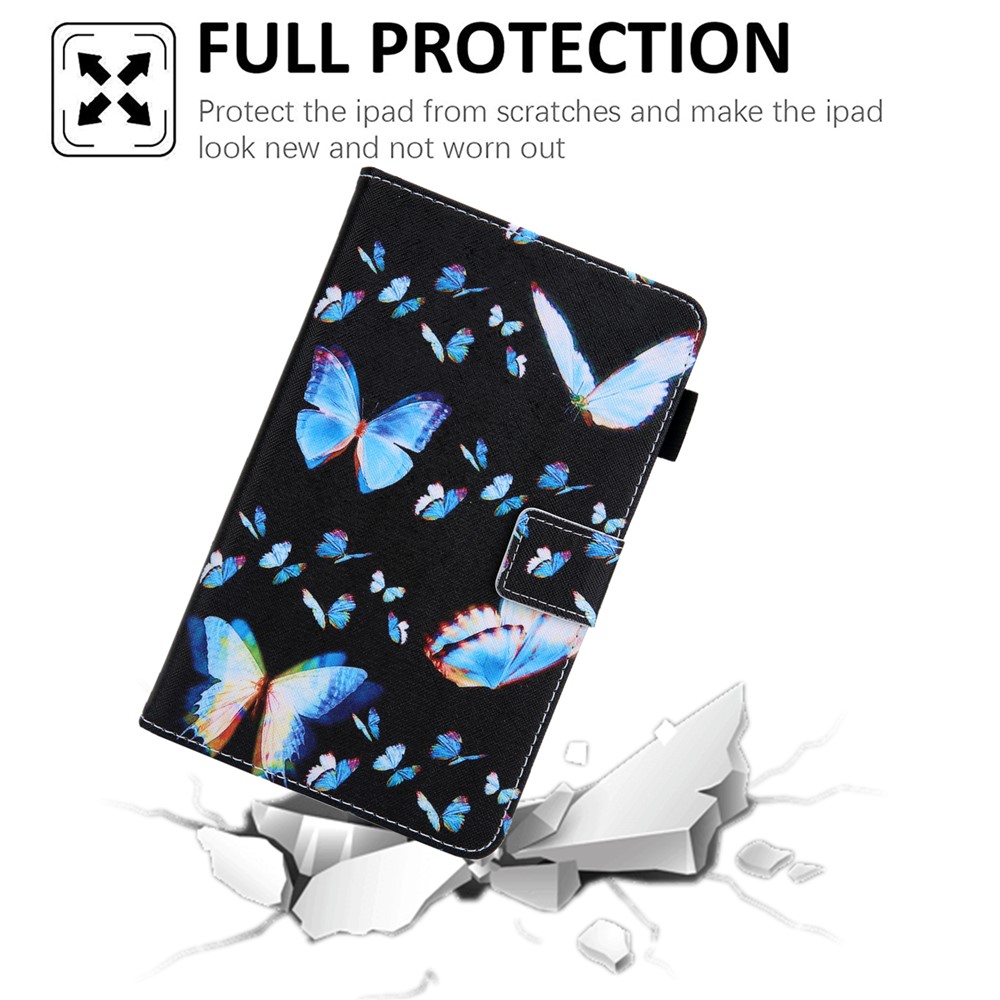 Pattern Printing PU Leather + TPU Protective Tablet Case Shell with Stand and Card Holder for Samsung Galaxy Tab A8 10.5 2021 SM-X200/X205 - Blue Butterflies-7