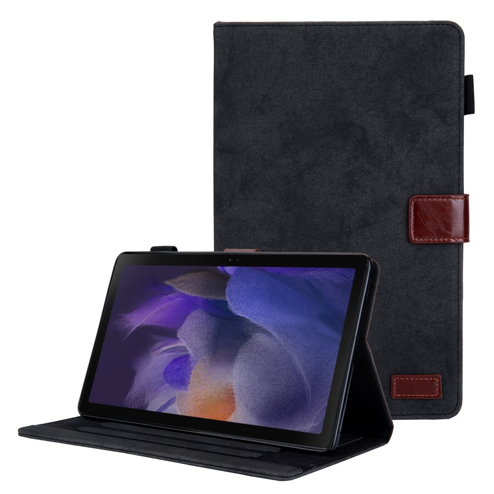 Cloth Texture Business Style Foldable Stand PU Leather Tablet Case Cover with Card Holder for Samsung Galaxy Tab A8 10.5 2021 SM-X200/X205 - Black-1
