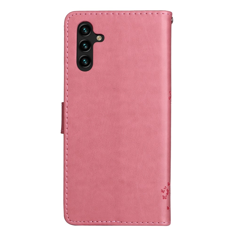 PU Leather Cat and Tree Pattern Imprinted Case Magnetic Folio Flip Stand Wallet Cover with Strap for Samsung Galaxy A13 5G - Pink-3