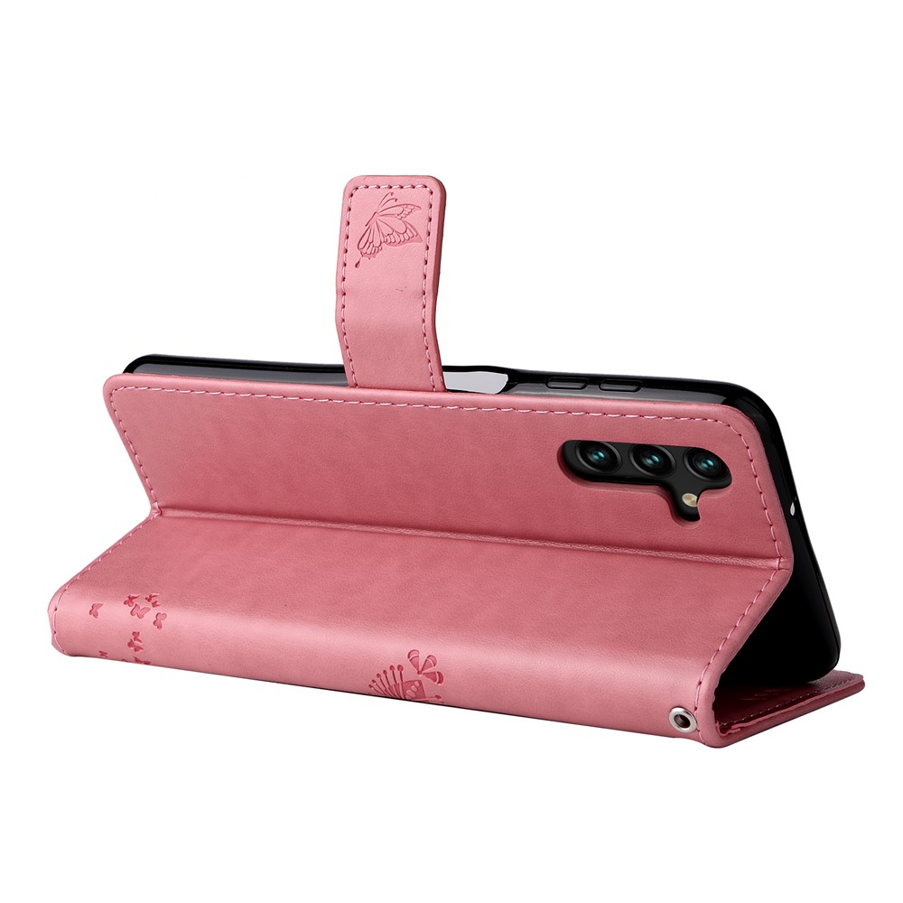PU Leather Cat and Tree Pattern Imprinted Case Magnetic Folio Flip Stand Wallet Cover with Strap for Samsung Galaxy A13 5G - Pink-4