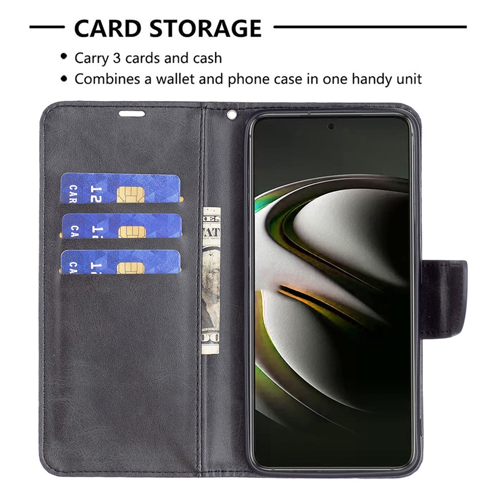 PU Leather Wallet Stand Anti-fall Smartphone Protection Case with Wrist Strap for Samsung Galaxy S22 - Black-3