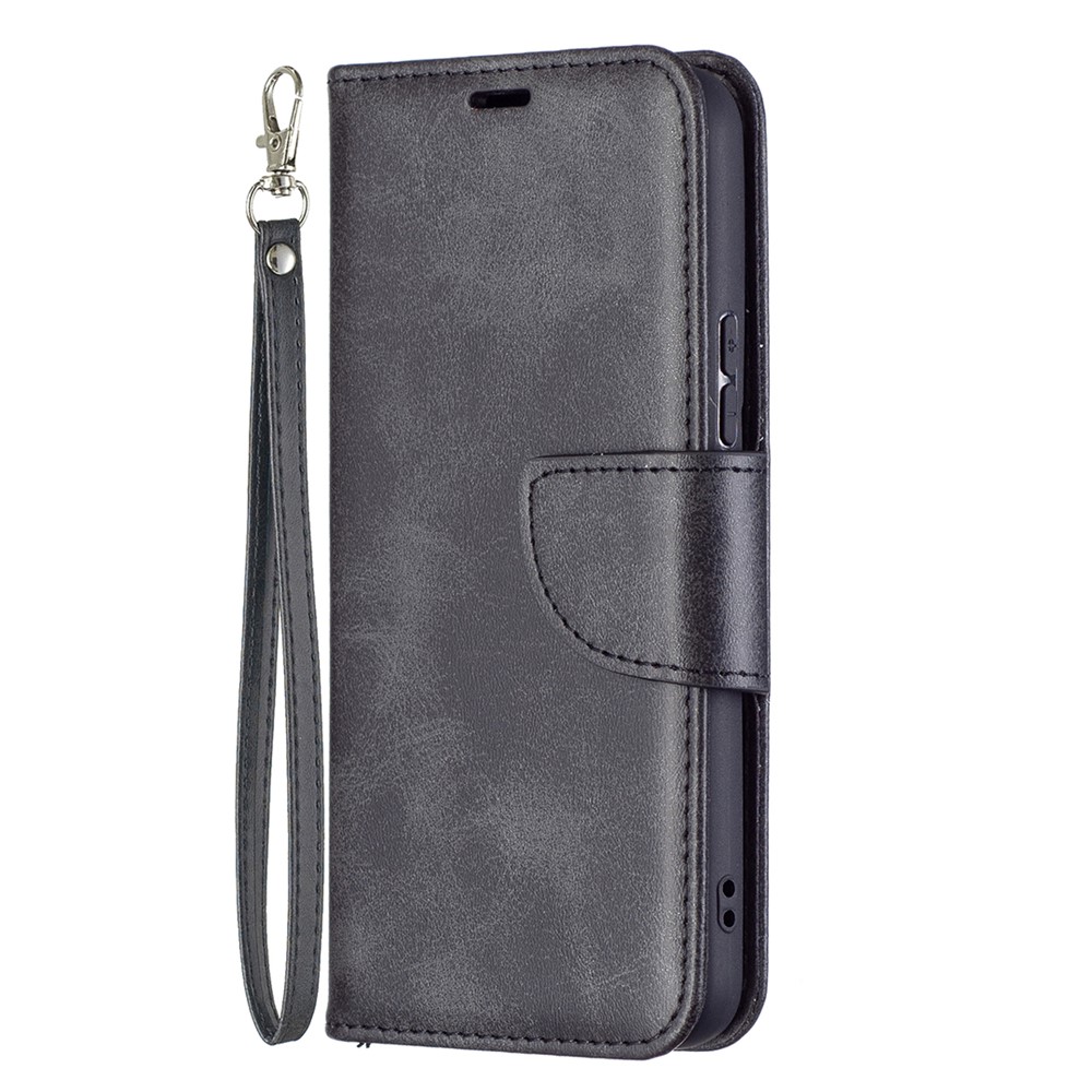 PU Leather Wallet Stand Anti-fall Smartphone Protection Case with Wrist Strap for Samsung Galaxy S22 - Black-4