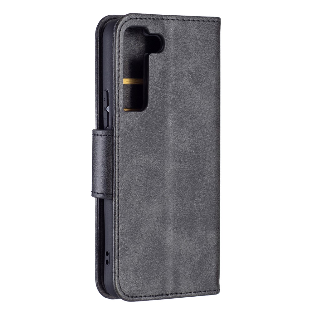 PU Leather Wallet Stand Anti-fall Smartphone Protection Case with Wrist Strap for Samsung Galaxy S22 - Black-5