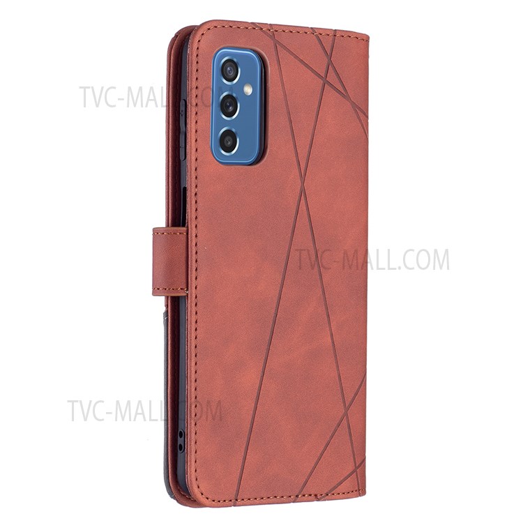 BINFEN COLOR BF05 Geometric Imprinted Flip PU Leather Case Wallet Well-protected Anti-fall Shell Cover with Stand for Samsung Galaxy M52 5G - Brown-5