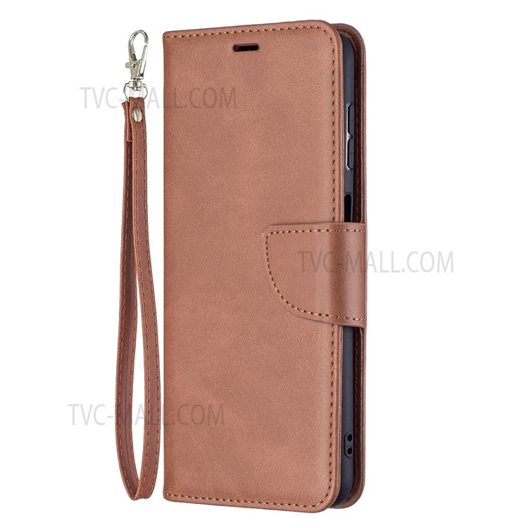 Handy Strap PU Leather Cover Wallet Stand Drop-proof Mobile Phone Case for Samsung Galaxy A13 5G - Brown-4
