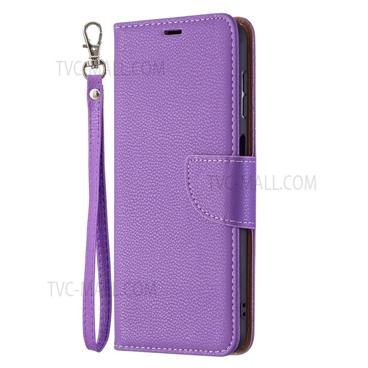 Solid Color Litchi Texture Folio Flip Magnetic Closure Leather Case Cover with Wallet Stand for Samsung Galaxy A13 5G - Purple-4