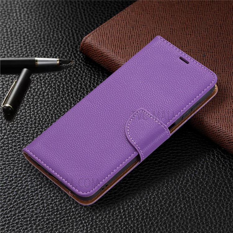 Solid Color Litchi Texture Folio Flip Magnetic Closure Leather Case Cover with Wallet Stand for Samsung Galaxy A13 5G - Purple-6