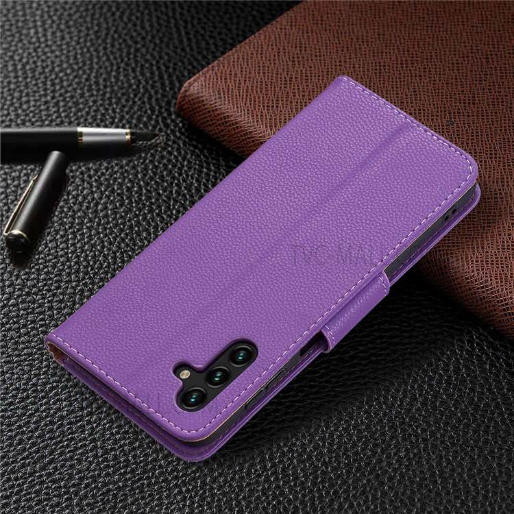 Solid Color Litchi Texture Folio Flip Magnetic Closure Leather Case Cover with Wallet Stand for Samsung Galaxy A13 5G - Purple-7