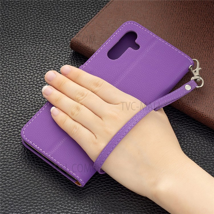 Solid Color Litchi Texture Folio Flip Magnetic Closure Leather Case Cover with Wallet Stand for Samsung Galaxy A13 5G - Purple-8