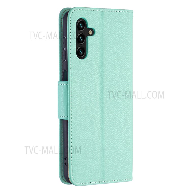 Solid Color Litchi Texture Folio Flip Magnetic Closure Leather Case Cover with Wallet Stand for Samsung Galaxy A13 5G - Green-5