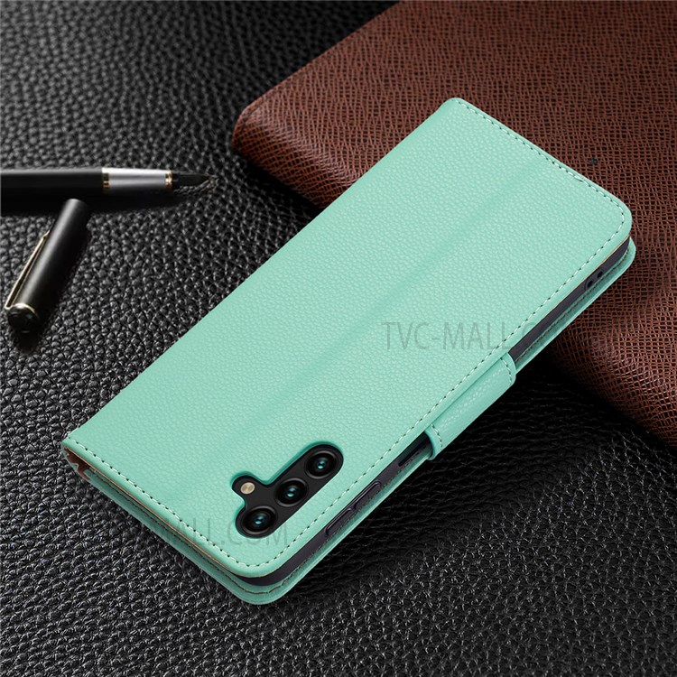 Solid Color Litchi Texture Folio Flip Magnetic Closure Leather Case Cover with Wallet Stand for Samsung Galaxy A13 5G - Green-7