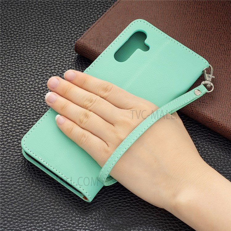 Solid Color Litchi Texture Folio Flip Magnetic Closure Leather Case Cover with Wallet Stand for Samsung Galaxy A13 5G - Green-8