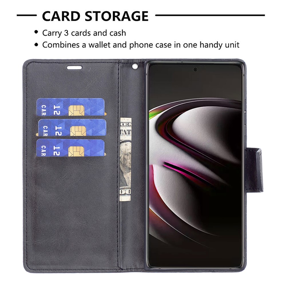 PU Leather Scratch-resistant Phone Wallet Case Cover with Stand for Samsung Galaxy S22 Ultra - Black-3