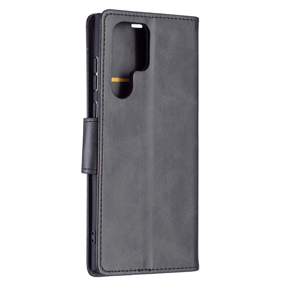 PU Leather Scratch-resistant Phone Wallet Case Cover with Stand for Samsung Galaxy S22 Ultra - Black-5