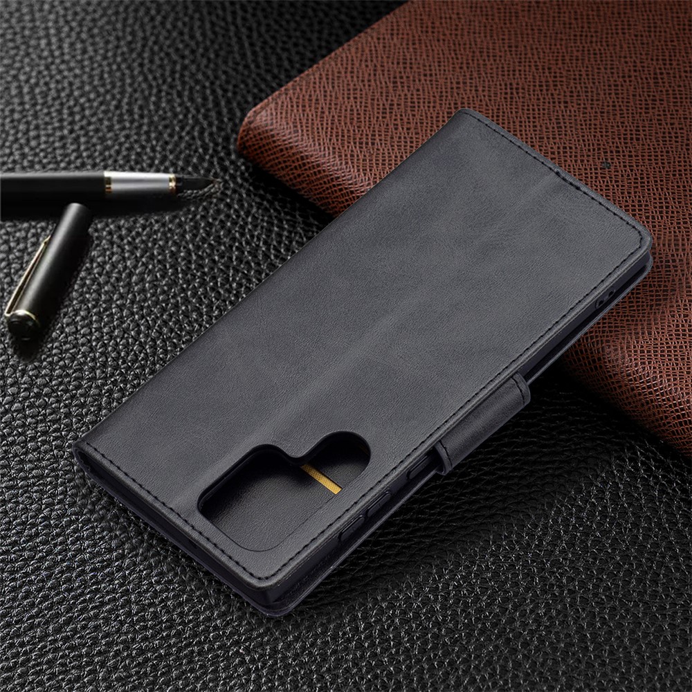 PU Leather Scratch-resistant Phone Wallet Case Cover with Stand for Samsung Galaxy S22 Ultra - Black-8