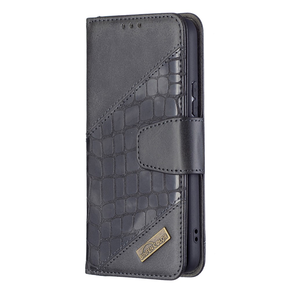 BINFEN COLOR BF04 Crocodile Texture Wallet Stand Leather Protective Phone Case for Samsung Galaxy S22 - Black-4