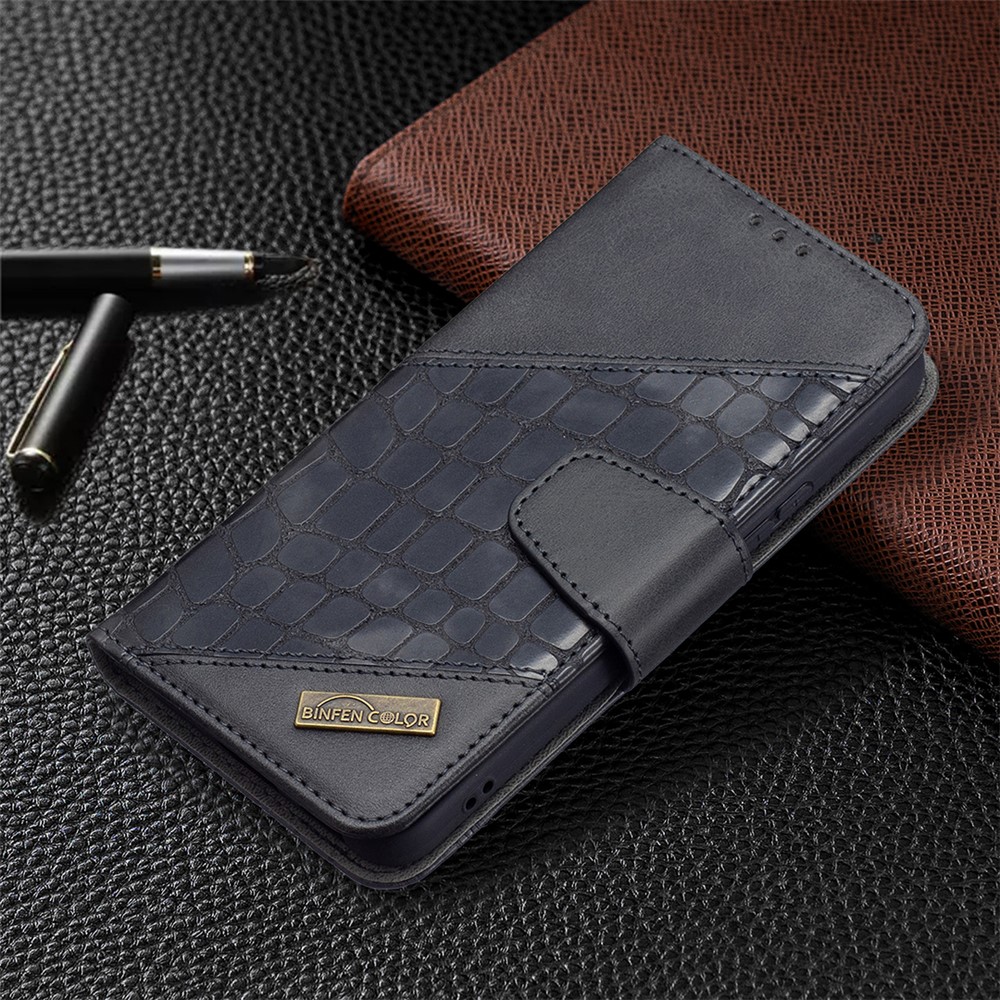BINFEN COLOR BF04 Crocodile Texture Wallet Stand Leather Protective Phone Case for Samsung Galaxy S22 - Black-7