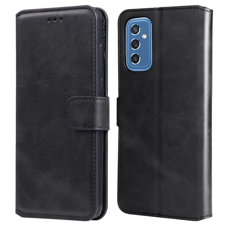 Classic Stand Anti-shock Folio Flip Cover PU Leather Wallet Protective Mobile Phone Case for Samsung Galaxy M52 5G - Black-1