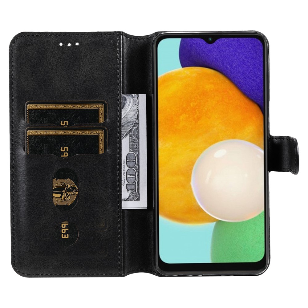 Classic Stand Flip Cover PU Leather Magnetic Closure Anti-Scratch Wallet Phone Case for Samsung Galaxy A13 5G - Black-4