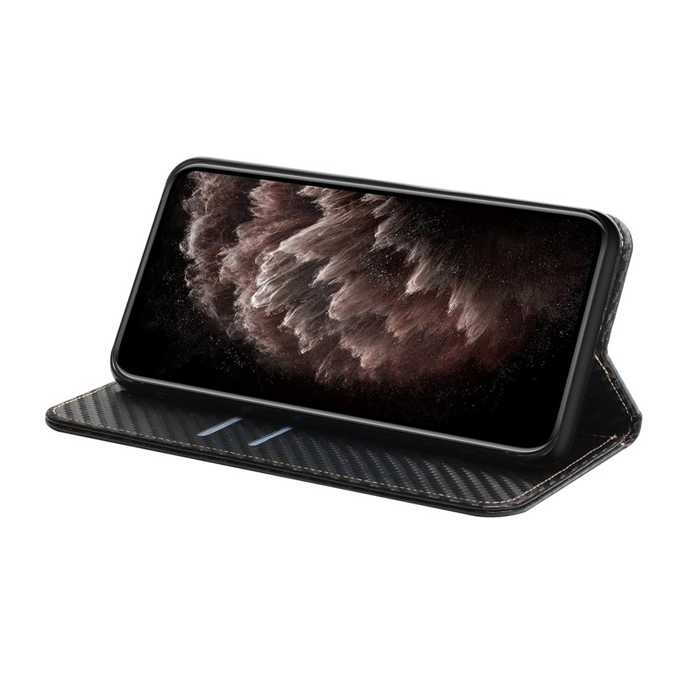 Carbon Fiber Texture Auto Closing Magnet Leather Stand Wallet Cover Phone Case for Samsung Galaxy S21 5G - Black-5
