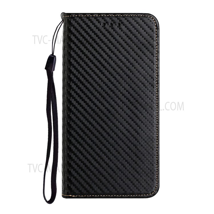 Flip Phone Case Carbon Fiber Texture Stand Wallet Design Auto-absorbed Leather Phone Cover for Samsung Galaxy A72 5G/4G - Black-2
