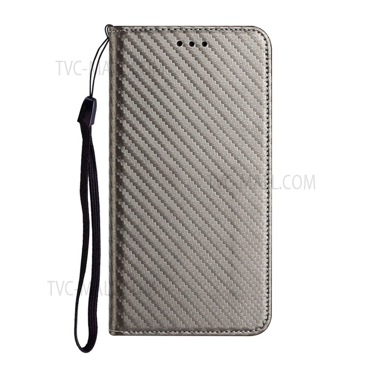 Flip Phone Case Carbon Fiber Texture Stand Wallet Design Auto-absorbed Leather Phone Cover for Samsung Galaxy A72 5G/4G - Grey-2
