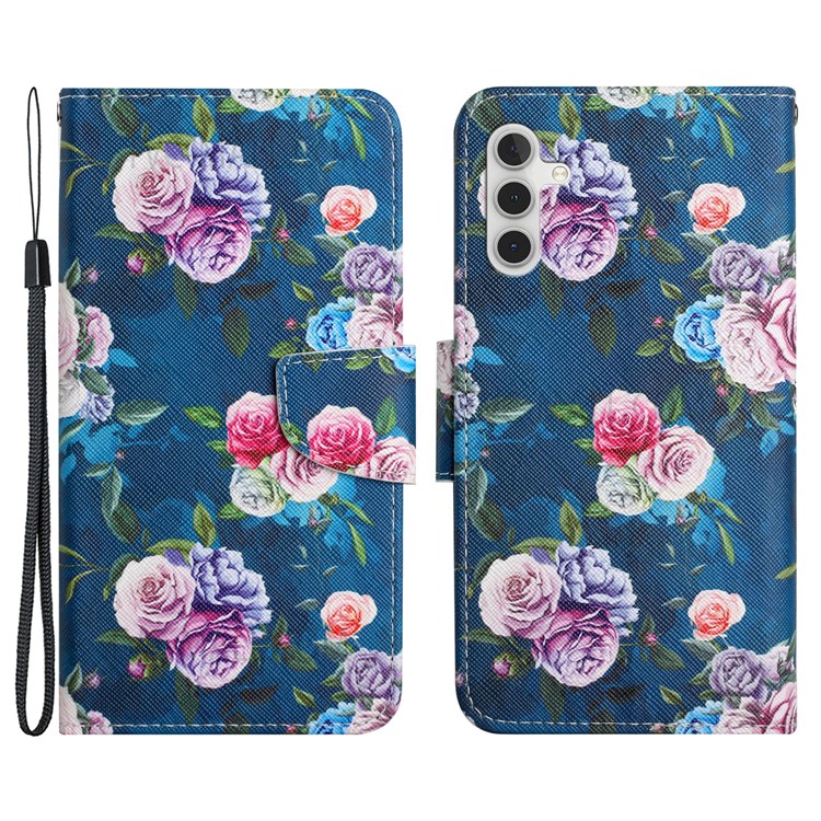 Pattern Printing Full Protection Leather Stand Case Wallet Cover for Samsung Galaxy A13 5G - Fluorescent Rose-1