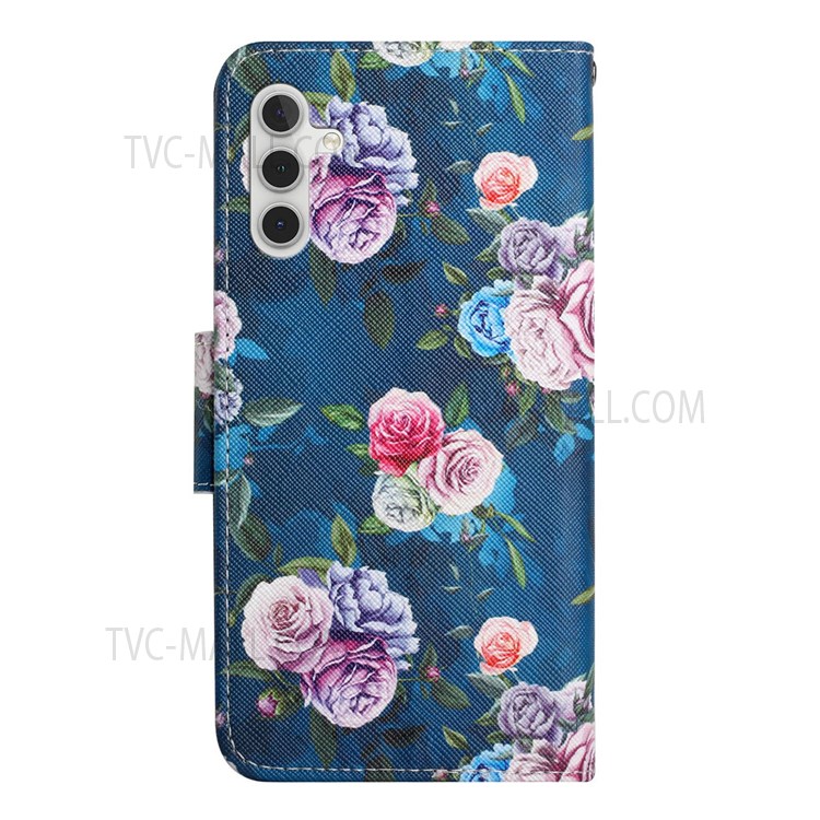 Pattern Printing Full Protection Leather Stand Case Wallet Cover for Samsung Galaxy A13 5G - Fluorescent Rose-3