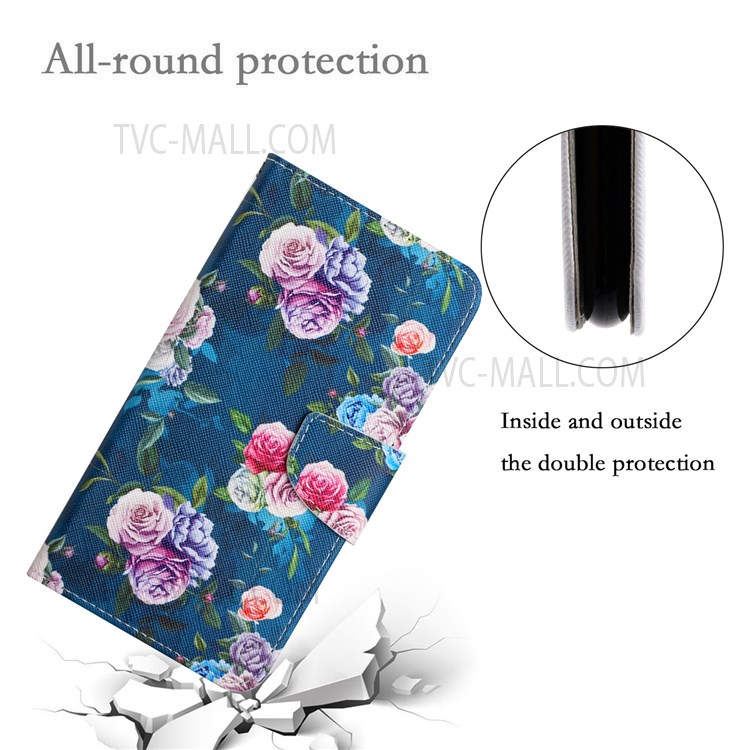Pattern Printing Full Protection Leather Stand Case Wallet Cover for Samsung Galaxy A13 5G - Fluorescent Rose-7