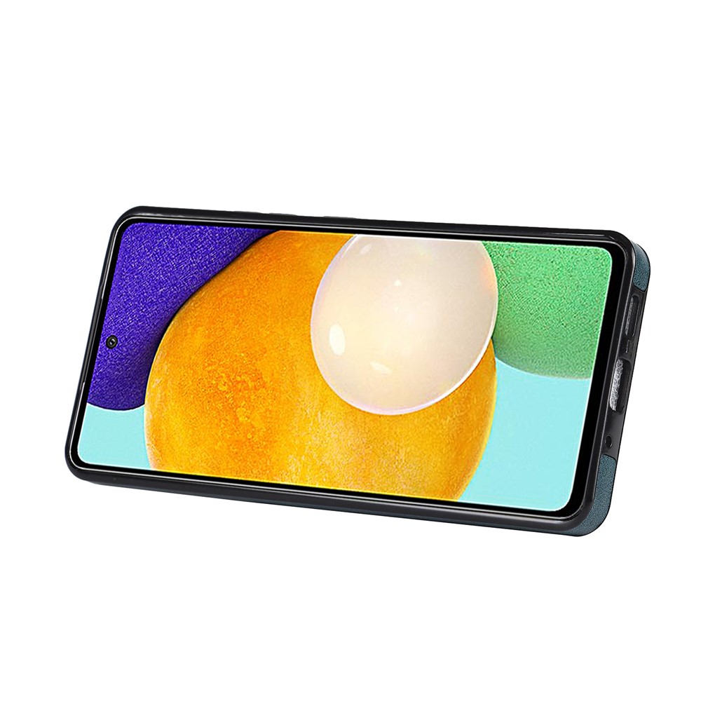 Drop-proof RFID Blocking Function Card Slot Design PU Leather Coated TPU Case Cover with Hand Strap Kickstand for Samsung Galaxy A52 4G/5G/A52s 5G - Sapphire-5