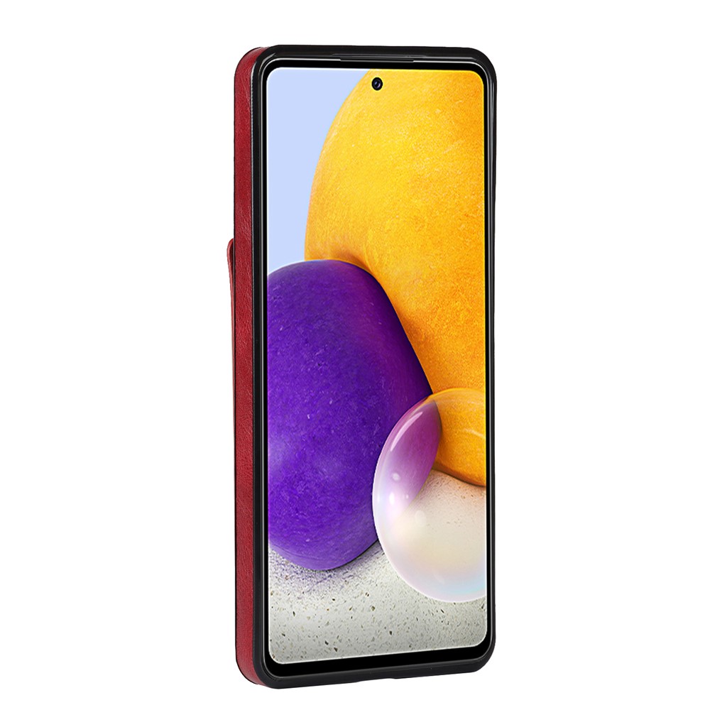 All-round Protection RFID Blocking Function Card Slot Design PU Leather Coated TPU Case Cover with Hand Strap Kickstand for Samsung Galaxy A72 4G / 5G - Red-3