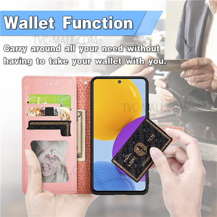 Flip Premium Wallet Phone Case PU Leather Dream Wings Pattern Imprinted Stand Flip Cover with Strap for Samsung Galaxy M52 5G - Orange-3