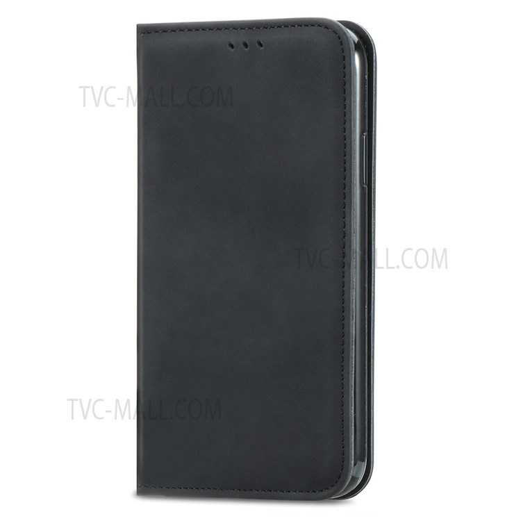 Vintage Texture Skin-Touch Feeling PU Leather Magnet Auto-absorbed Case with Stand and Card Slots for Samsung Galaxy M52 5G - Black-8