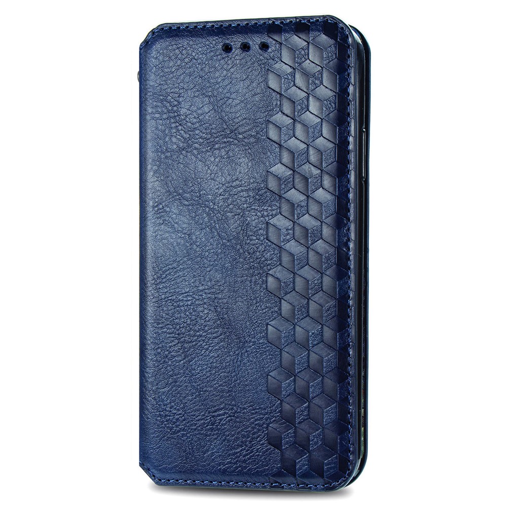 Imprinting Rhombus Magnet Auto-absorbed Leather Stand Cover Wallet Case for Samsung Galaxy A13 5G - Blue-7