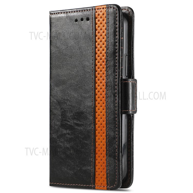 CASENEO 002 Series Splicing PU Leather Phone Cover Magnetic Closure Phone Case Stand Wallet for Samsung Galaxy A03s (166.5 x 75.98 x 9.14mm) / Galaxy A02s (166.5x75.9x9.2mm) - Black-10