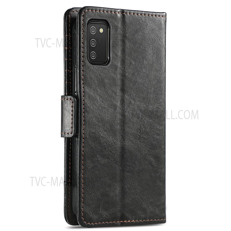 CASENEO 002 Series Splicing PU Leather Phone Cover Magnetic Closure Phone Case Stand Wallet for Samsung Galaxy A03s (166.5 x 75.98 x 9.14mm) / Galaxy A02s (166.5x75.9x9.2mm) - Black-11