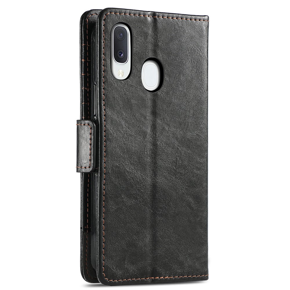 CASENEO 002 Series Magnetic Closure Splicing PU Leather Phone Cover Phone Case Stand Wallet for Samsung Galaxy A20e - Black-11
