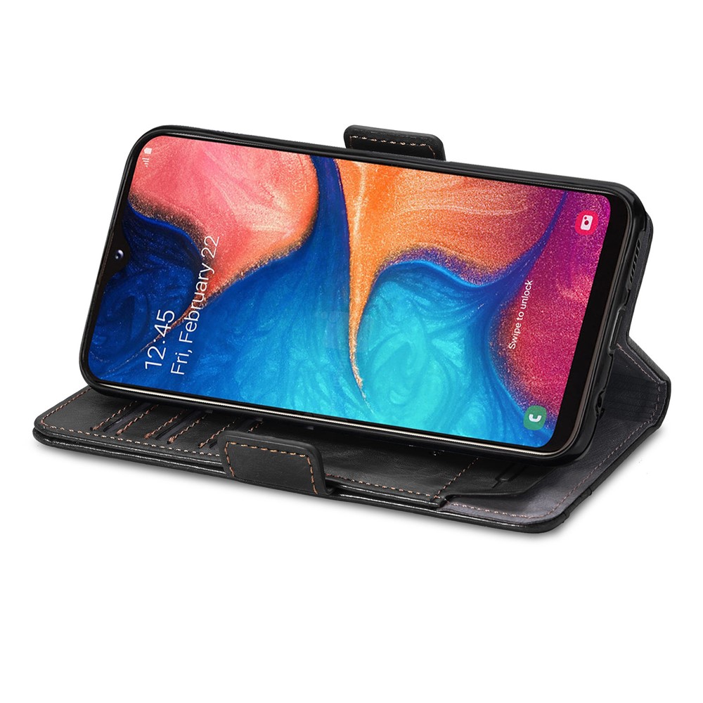 CASENEO 002 Series Magnetic Closure Splicing PU Leather Phone Cover Phone Case Stand Wallet for Samsung Galaxy A20e - Black-8