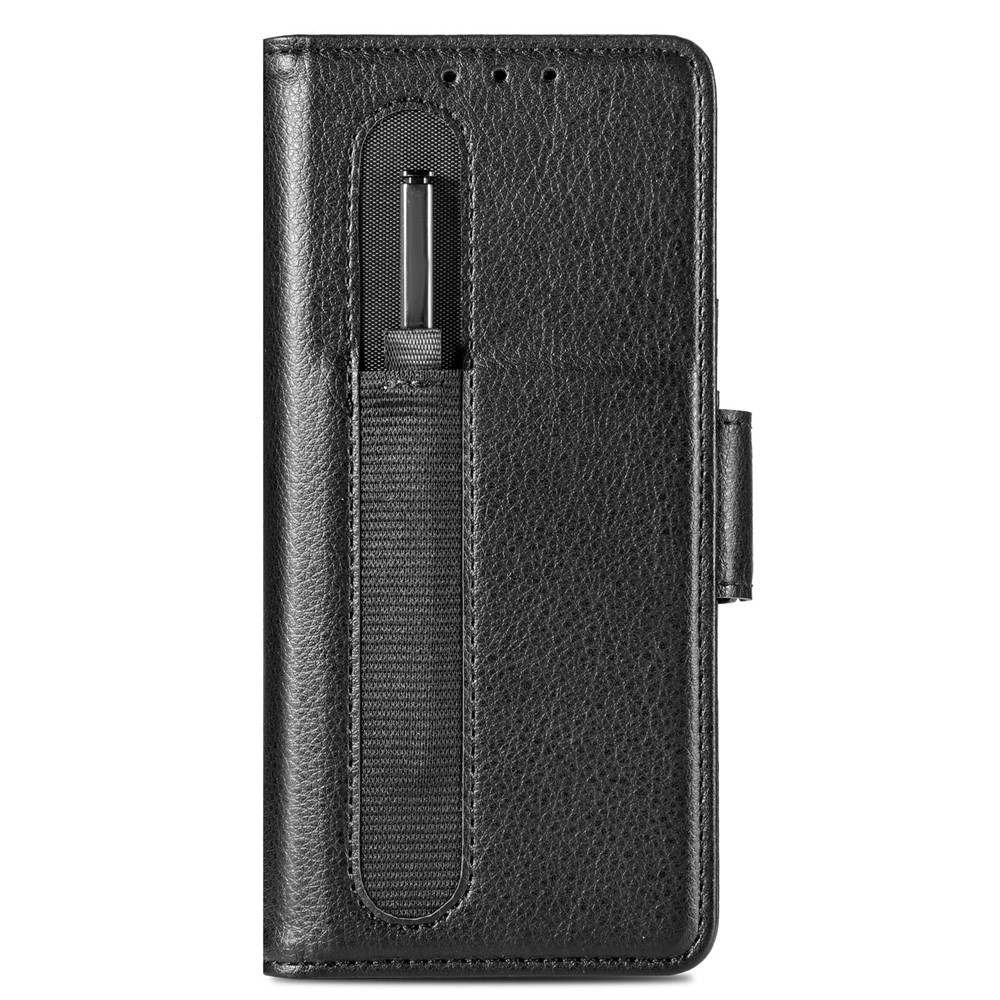 CASENEO Hard PC and PU Leather Phone Flip Cover Pen Slot Magnetic Phone Case Stand Wallet for Samsung Galaxy Z Fold3 5G - Black-12
