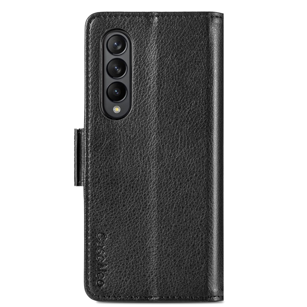 CASENEO Hard PC and PU Leather Phone Flip Cover Pen Slot Magnetic Phone Case Stand Wallet for Samsung Galaxy Z Fold3 5G - Black-13