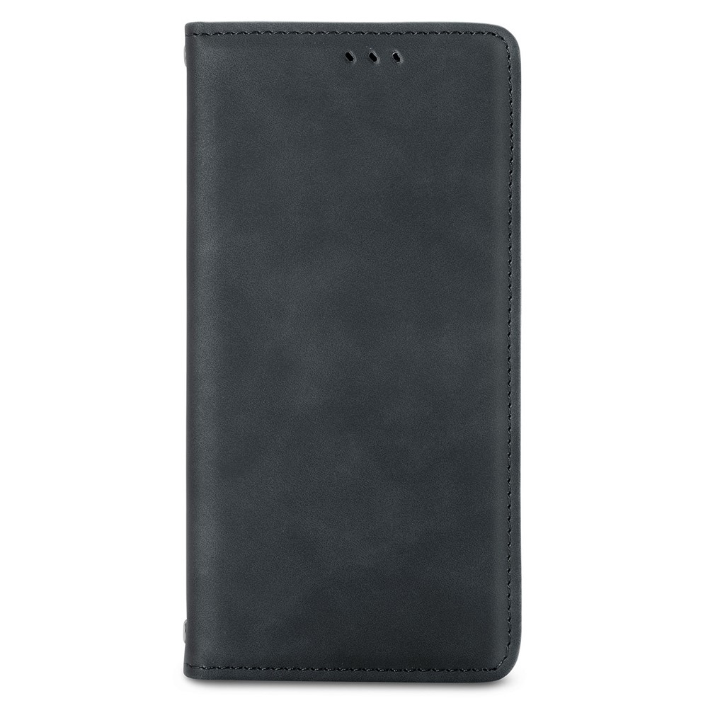Phone Protective Cover Compatible for Samsung Galaxy S22 Retro Style Skin-Touch Surface PU Leather Flip Phone Case with Stand Card Slots - Black-8